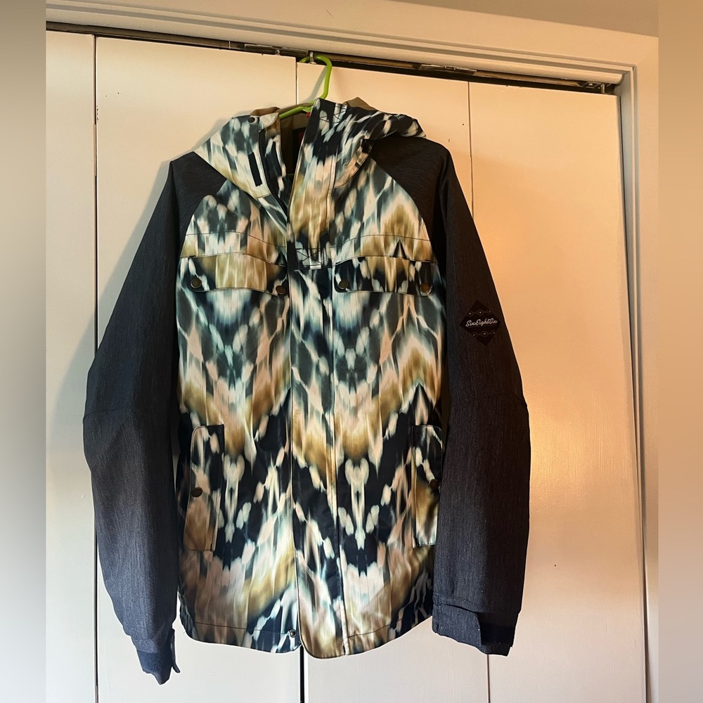 686 Women's Ski Jacket - Denim and Cream Pattern